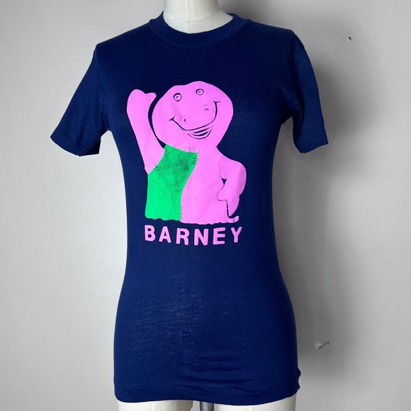 T-shirt Vintage Barney And Friends Pour Garçon, Super & Sen, Bleu, Taille S/11
